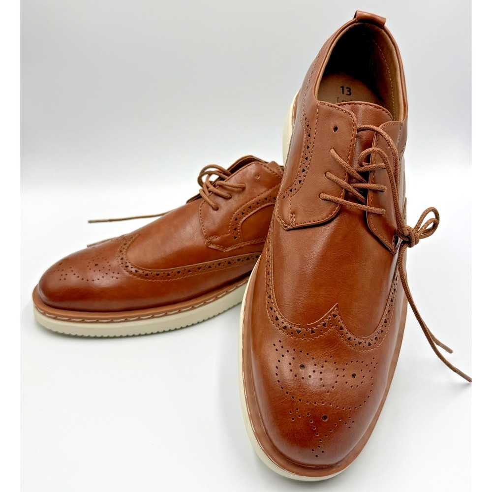 George Lace Up Brown Wingtip Brogue Oxford Dress Shoes Men's US 13 EU 47